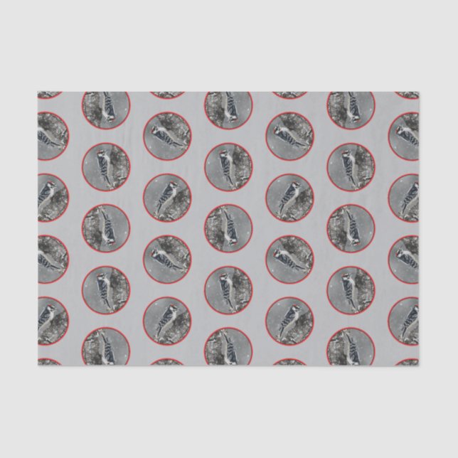 Downy Woodpecker in Winter Original Photograph Tissue Paper (Front)