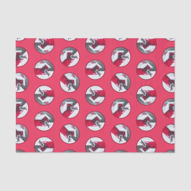 Downy Woodpecker on Red Feeder Original Bird Art Tissue Paper (Front)