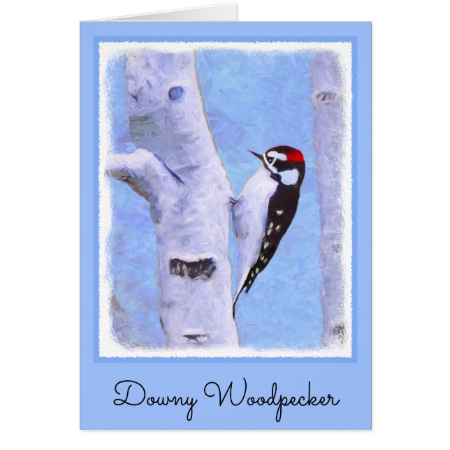 Downy Woodpecker Painting - Original Bird Art (Front)