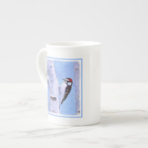 Downy Woodpecker Painting - Original Bird Art Bone China Mug