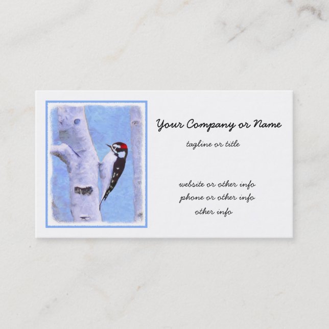 Downy Woodpecker Painting - Original Bird Art Business Card (Front)