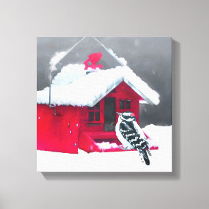 Downy Woodpecker Painting - Original Bird Art Canvas Print