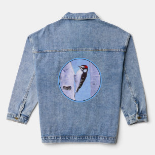 Downy Woodpecker Painting - Original Bird Art Denim Jacket