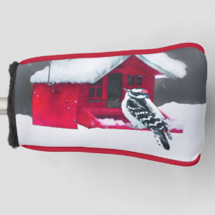 Downy Woodpecker Painting - Original Bird Art Golf Head Cover