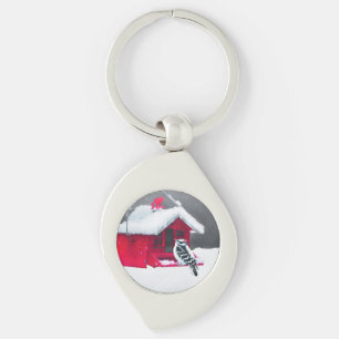Downy Woodpecker Painting - Original Bird Art Key Ring