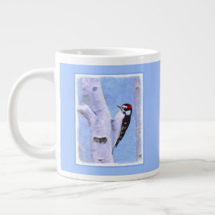 Downy Woodpecker Painting - Original Bird Art Large Coffee Mug