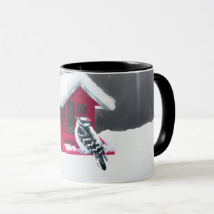 Downy Woodpecker Painting - Original Bird Art Mug