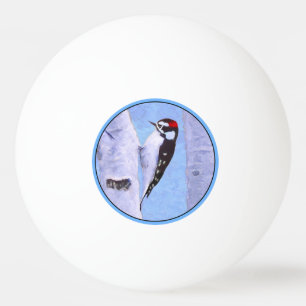 Downy Woodpecker Painting - Original Bird Art Ping Pong Ball