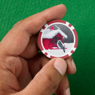 Downy Woodpecker Painting - Original Bird Art Poker Chips