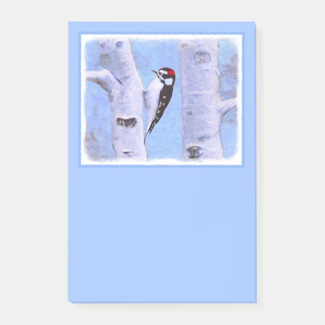 Downy Woodpecker Painting - Original Bird Art Post-it Notes (Front)
