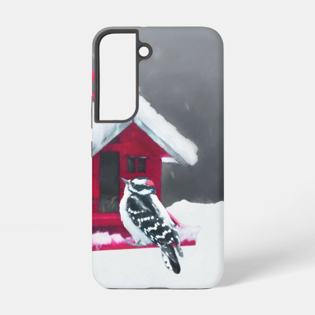 Downy Woodpecker Painting - Original Bird Art Samsung Galaxy S22 Case (Back)