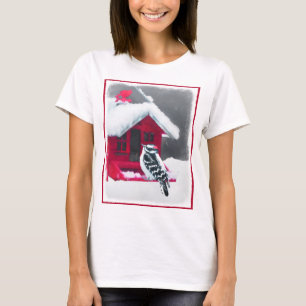 Downy Woodpecker Painting - Original Bird Art T-Shirt