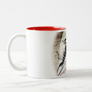 Downy Woodpecker Tea Mug- personalise Two-Tone Coffee Mug