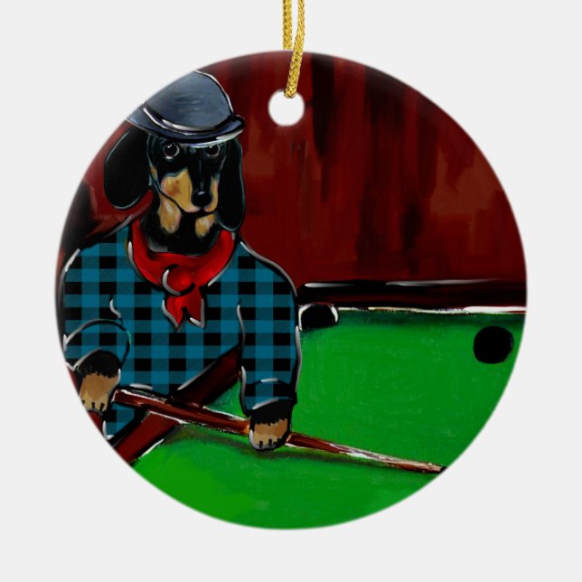 DOXIE BILLIARDS   CERAMIC TREE DECORATION (Front)