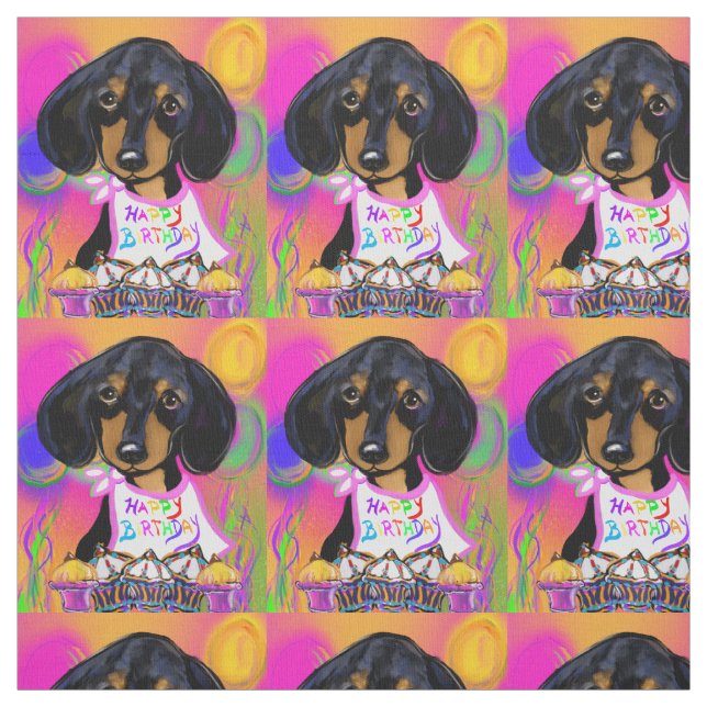 Doxie Birthday Fabric (Swatch)
