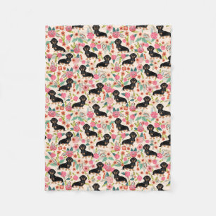 Doxie Blanket - black and tan dachshunds - cream