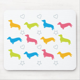 Doxie Colourful Hearts and Stars Mouse Mat