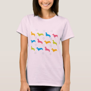 Doxie Colourful Hearts and Stars T-Shirt