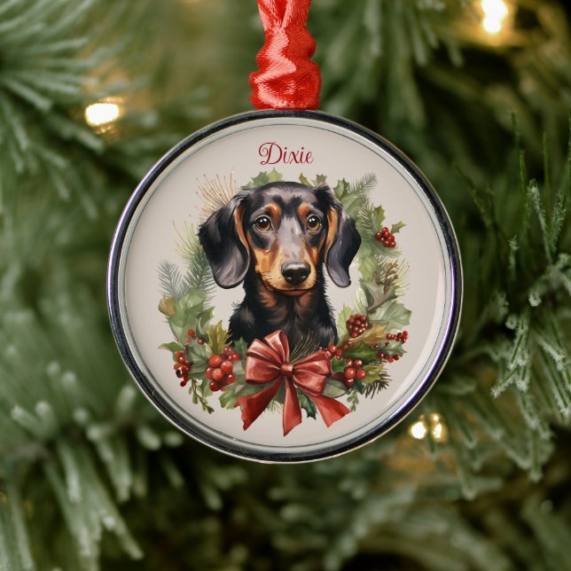 Doxie Dachshund Christmas Pet Memorial Dog Breed Metal Tree Decoration (Tree)