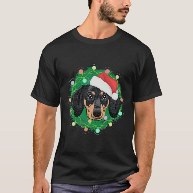 Doxie Dachshund Dog Funny Christmas T-Shirt (Front)