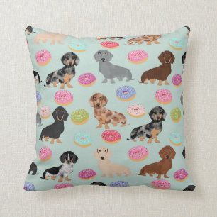 Doxie Dachshund Donuts throw pillow