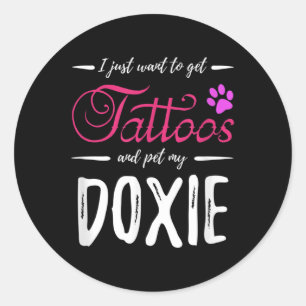 Doxie Dog Lover Tattoo Funny Dachshund Dog Mum Gif Classic Round Sticker