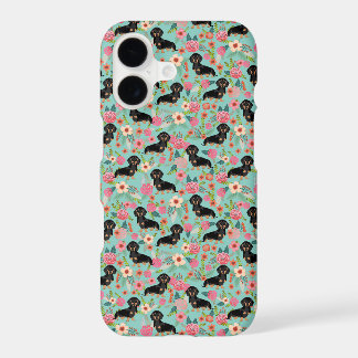 Doxie Floral phone case - black and tan doxie