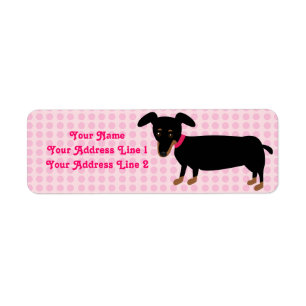 Doxie Girl with Pink Dots Background