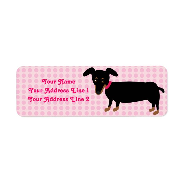 Doxie Girl with Pink Dots Background (Front)