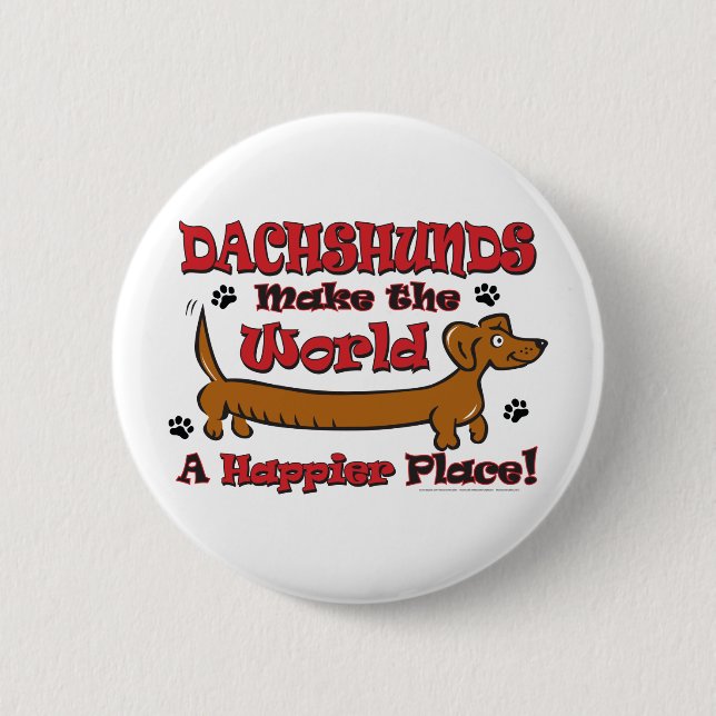 DOXIE-HAPPY 6 CM ROUND BADGE (Front)