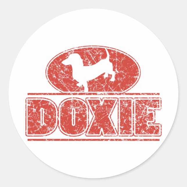DOXIE-in-Circle-Distressed Classic Round Sticker (Front)