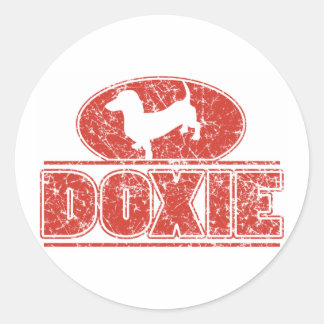 DOXIE-in-Circle-Distressed Classic Round Sticker