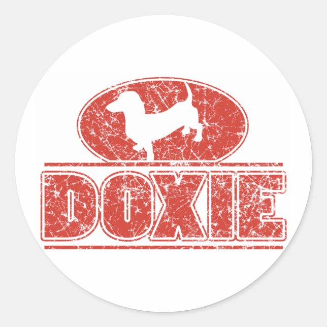 DOXIE-in-Circle-Distressed Classic Round Sticker (Front)
