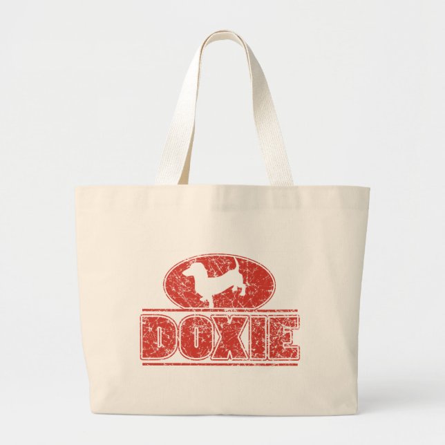 DOXIE-in-Circle-Distressed Large Tote Bag (Front)