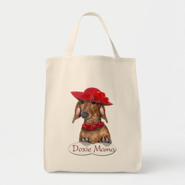 Doxie Lady in Red Shopping Bag (Front)