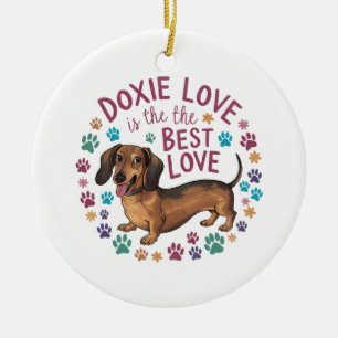 Doxie Love Is The Best Love Ceramic Tree Decoration