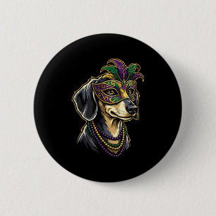 Doxie mardi gras jester costume carnival parade 6 cm round badge