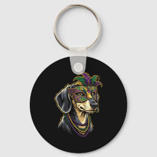Doxie mardi gras jester costume carnival parade key ring