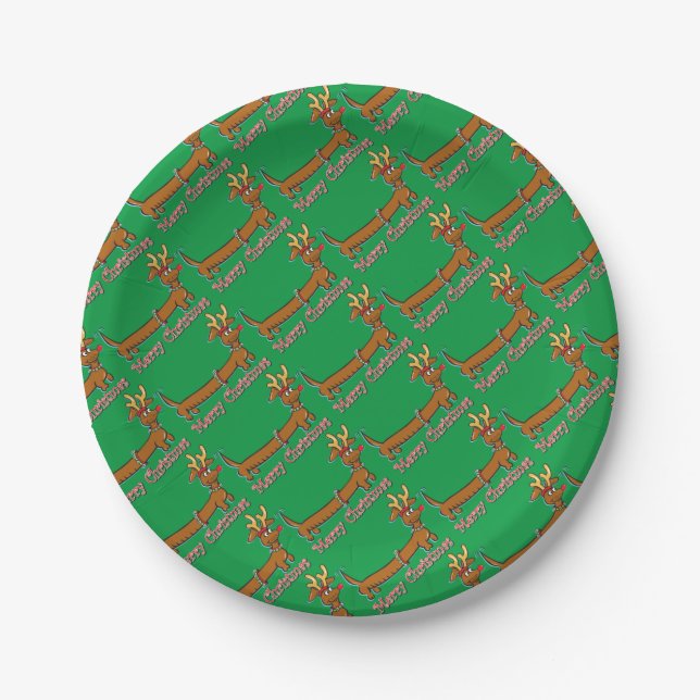 Doxie-Merry-Christmas Paper Plate (Front)