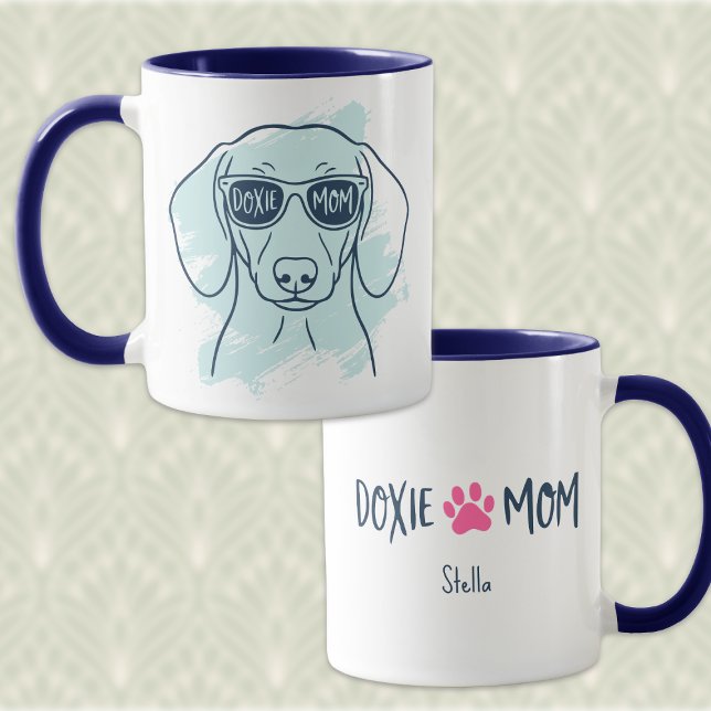 Doxie Mum Mug – Personalised Ice Blue Dachshund (Creator Uploaded)