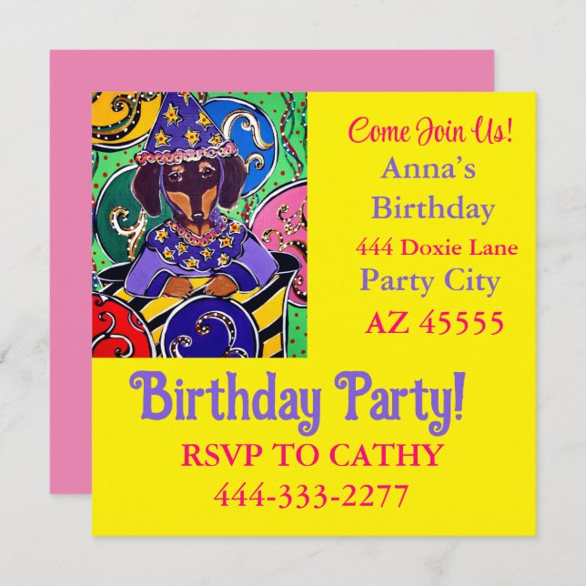 Doxie Party  Invitation (Front/Back)