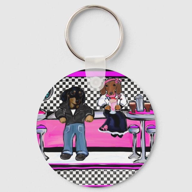 Doxie Rock and Roll Key Ring (Front)