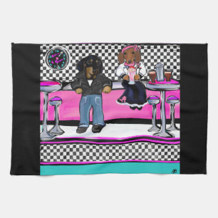 Doxie Rock and Roll Tea Towel