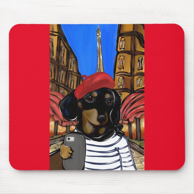 Doxie Selfie Mouse Mat (Front)