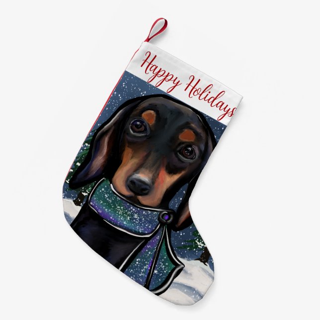Doxie  small christmas stocking (Front (Hanging))