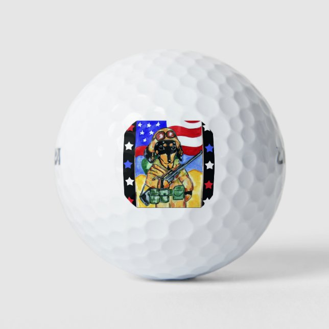 Doxie Soldier Golf Balls (Front)