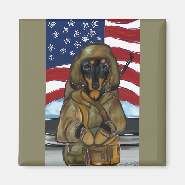 Doxie Soldier Magnet (Front)