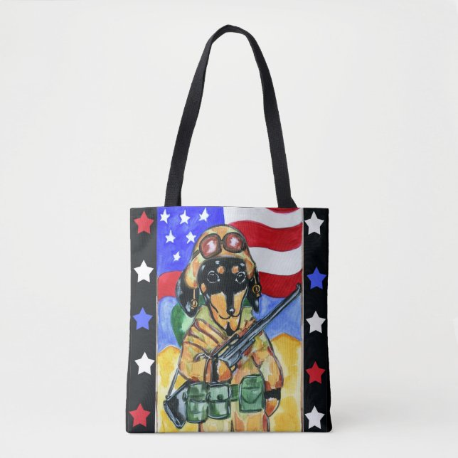 Doxie Soldier Tote Bag (Front)