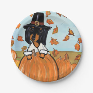 Doxie Thanksgiving Paper Plate