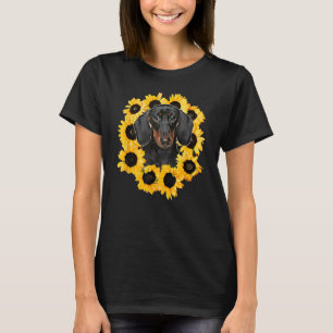 Doxie Wiener Dog Lover Pet Dad Mom Sunflower Dachs T-Shirt